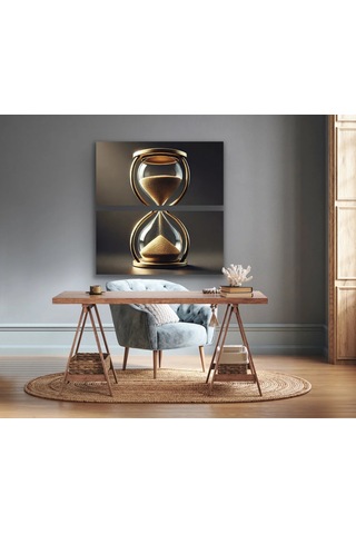 2li Kum Saati Kanvas Tablo 60x120cm X2 Çok Renkli