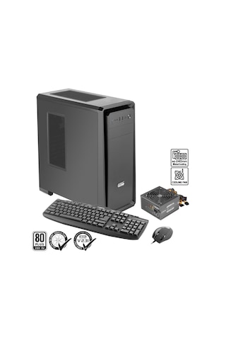 Green Pars Evo Skd 1x120mm 1x3.2 2x2.0 Usb Bilgisayar Kasası 300w 80+ Standart Sertifikalı Ups + Klavye + Mouse