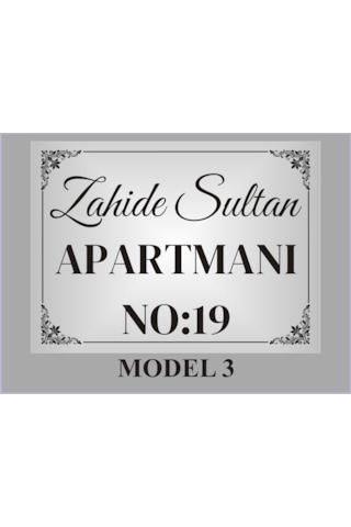 Apartman Isim Tabelası , Aliminyum Aynalı Metal Levha , 19x26cm