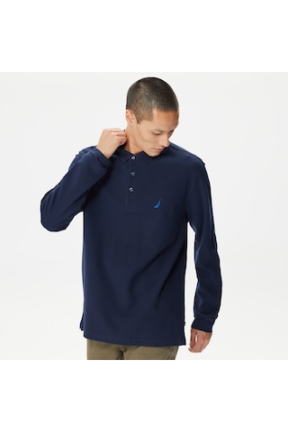 Nautica Erkek Lacivert Classic Fit Uzun Kollu Polo Düz K37351t Lacivert