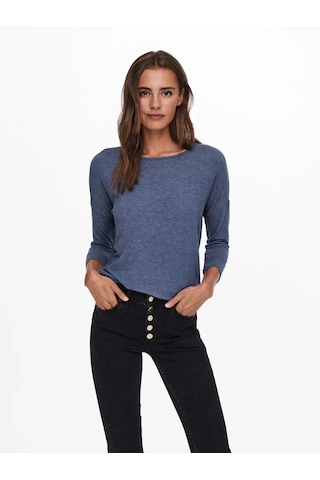 Only 15157920 Genis Yaka Dirsek Kol Kadın Body - Lacivert Lacivert