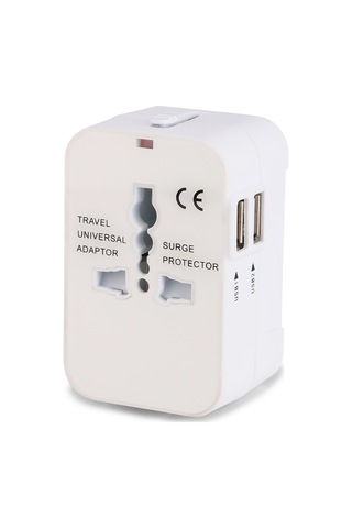Geeroyoo Evrensel Seyahat Şarj Adaptörü - Çift Usb 2.1a Çarşıyıcı - 110v-250v Evrensel Güç Prizi Beyaz