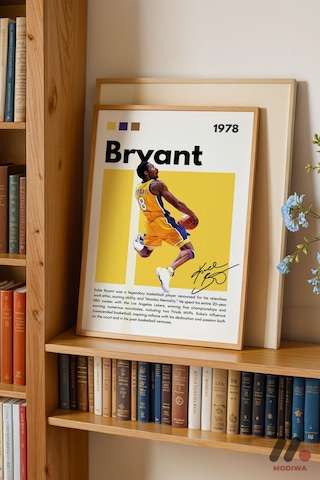 Kobe Bryant Basketbol Posteri, Ahşap Çerçeveli Duvar Tablosu - Spor Severlere Hediye