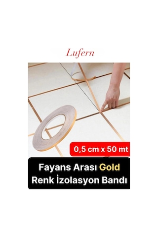 Premium Kendinden Yapışkanlı Gold Fayans Arası Şerit Bant Sarı Renk Derz Arası 0.5 Cm 50 Metre