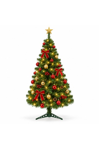 100 Cm Yapay Yılbaşı Çam Ağacı 3 Metre Peri Led Işık Hediyeli, Yeşil, Ayaklı, Kolay Kurulumlu