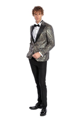 Wessi Tüy Desenli Slim Fit Erkek Smokin Ceket - Lacivert