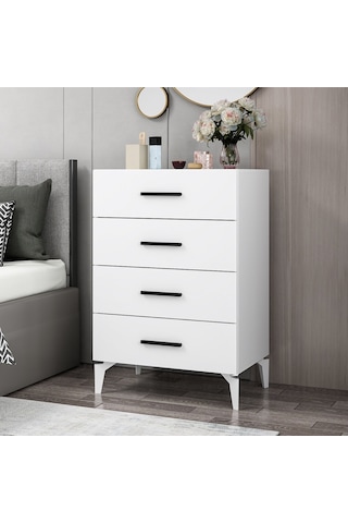 Kale Ayaklı Şifonyer 4ç - Beyaz