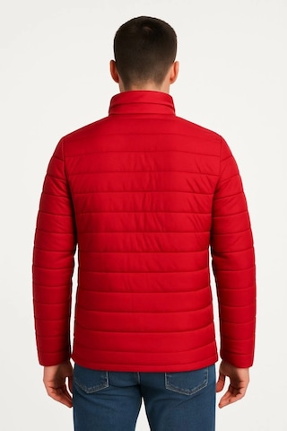 Erkek Bomber Mont Ceket Su İtici Kumaş, Kapitone Astarlı, Fermuarlı, Kışlık - Kırmızı Kırmızı