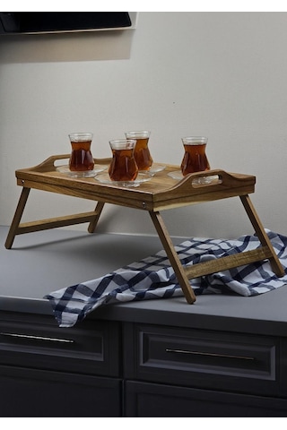 Akasya Tepsi - Açılır Kapanır Ayaklı Tepsi - 50x30 Cm