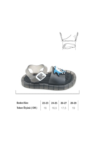 Gezer Erkek Çocuk Yazlık Airblow Bilekten Tokalı Ayarlanabilir Rahat Işıklı Taban Günlük Sandalet Siyah