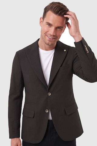 Rizzup Erkek Slim Fit Likralı Siyah Blazer Ceket Gofre Dokulu Esnek Çift Düğmeli Spor Ceket 2600813