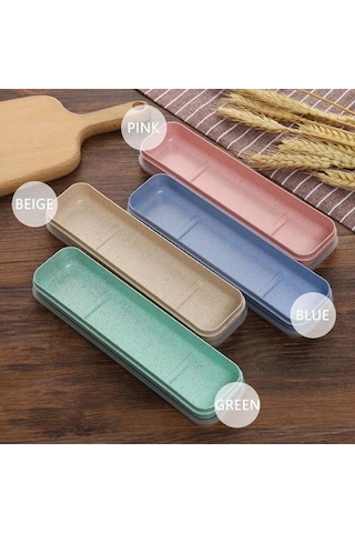 Yeşil 21/24cm Pp Taşınabilir Seyahat Sofra Saklama Kutusu Kasa Gıda Sınıfı Yemek Takımı Çatal Kaşık Kutusu Çocuk Kaşıklık 56639093