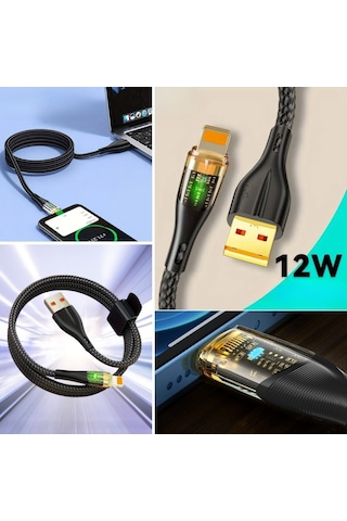 River World Kablolu Usb To Lightning Led Işık Uçlu Şarj Kablosu