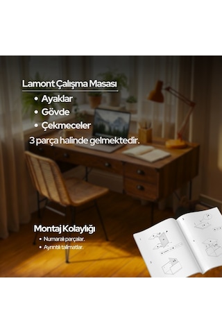 Lamont Çalışma Masası Koyu Ceviz 160x75 Cm