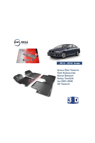 Honda Civic Paspas Fb7 3D Siyah Rizline Havuzlu 2012-2016 Arası