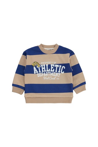 Silversun Kids Silversun Athletic Baskılı Çizgili 2-7 Yaş Sweatshirt - Mavi Saks Mavisi