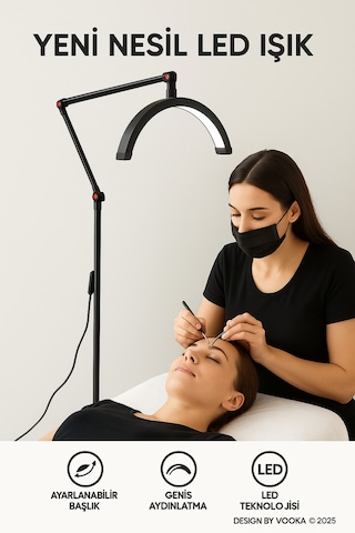 Profesyonel Led Yarım Ay Güzellik Lambası ,3200 5600k Kirpik,microblading,dövme,manikür 2000 Lümen