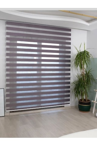 Antrasit Bambu Düz Zebra Stor Güneşlik Perde