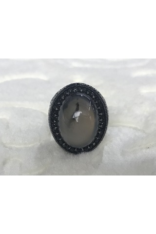 Yemen Akiği Taşlı 925 Ayar Erkek Gümüş Yüzük