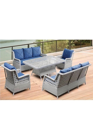 Diesse Home London Rattan Gri Bahçe Mobilyası Ekru