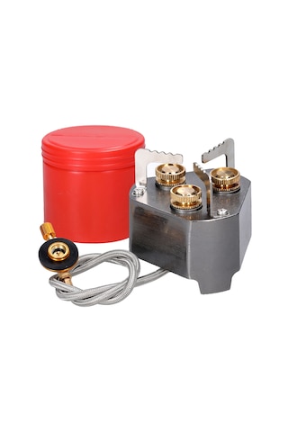 Yifomall Üç Ateşli 11800w Taşınabilir Kamp Gaz Sobası - Yüksek Güçlü, Ayarlanabilir Alev, Dış Mekan Pişirme İçin Gri Çok Renkli