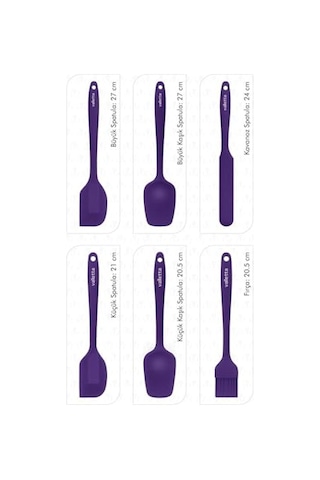 Dayanıklı Yanmaz Yapışmaz Silikon Spatula Seti 6 Parça Turuncu Genel