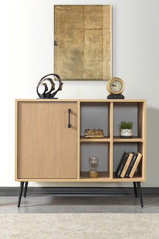 4110 Şile Metal Ayaklı Metal Kulplu 100 Cm Konsol - Tv Ünitesi - Yemek Odası Yunus - Safir Yunus - Safir