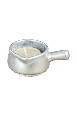 Mumluk Şamdan Tealight Mum Uyumlu Mini Tava Model - Gümüş