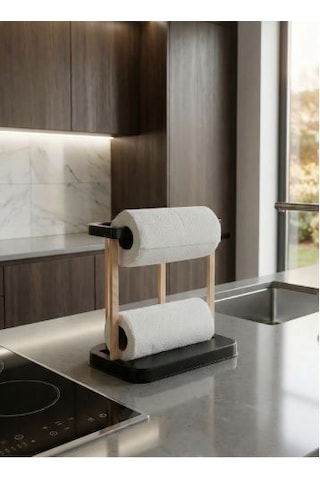 Nwood Nh-01 Masif Ahşap Mutfak Banyo Kağıt Havlu Organizer Açık Ahşap