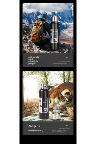 Açık Dağ Tırmanışı Büyük Kapasiteli Termos Bardak-çelik Rengi