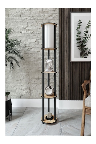 Ravilo Estantes Yuvarlak Dekoratif Raflı Lambader Meşe