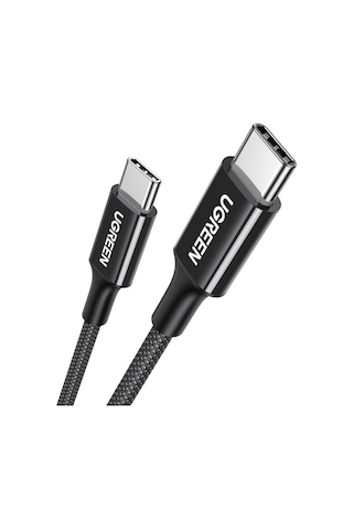 Ugreen USB-C 60W 3A QC PD Örgülü Hızlı Şarj Kablosu 1 M Siyah 35254