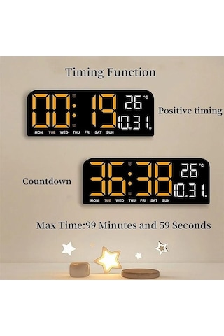 Novahub Zamanlama Yeşil Tarih Sıcaklık Sayım Saati Saati Saat Masa Led Işığa Hafta Geri Duyarlı Duvar Dijital Çalar Büyük Alarm 9 2 12/24h Dy Yeşil