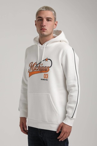 Kapüşonlu Ekru Slim Fit Full-zip Sweatshirt 24fwm64079 Ekru