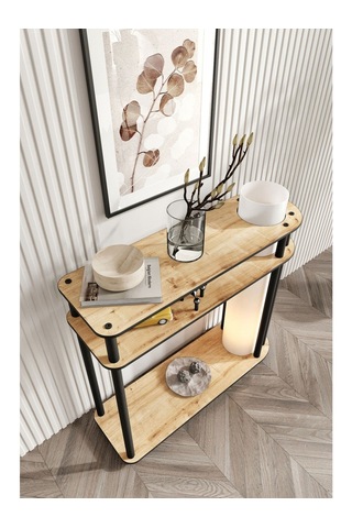 Ravilo Caprio Dresuar Dekoratif Raflı Lambader Meşe