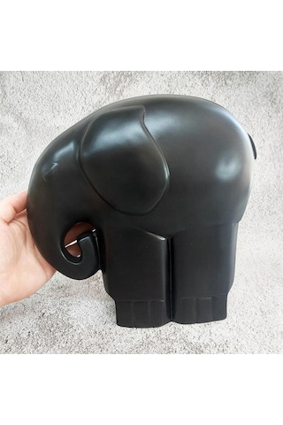 Cajuart Büyük Boy Siyah Renk Sanatsal Fil Mamut Biblo Heykel Ev Ofis Dekor