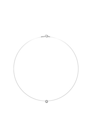 Fly Jewelry 925 Ayar Gümüş Zirkon Taçlı Kolye, Dantel İp 293323193 Gri