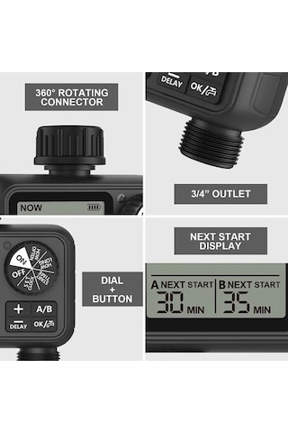 Çift Çıkışlı Elektronik Su Zamanlayıcı