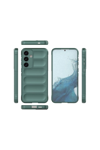 Samsung Uyumlu Galaxy S24 Kılıf Optimum Silikon - Koyu Yeşil Düz Renkli,