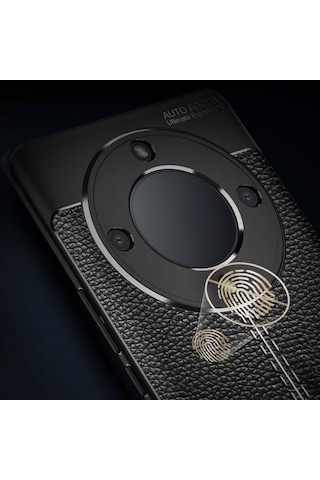 Huawei Mate 60 Pro Deri Desenli Silikon Kılıf - Ultra Darbe Emici Kamera Korumalı Kapak Siyah