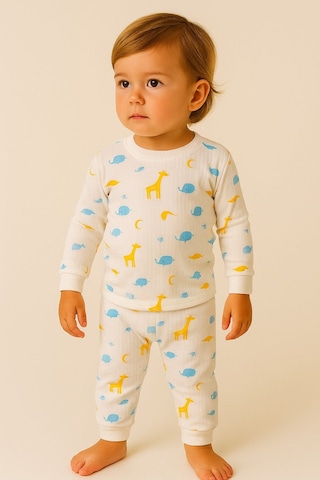 Aden Kids Pamuk Çocuk Alt Üst Pijama Takımı Sarı Mavi