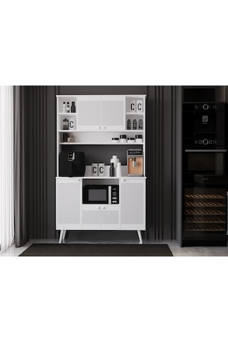 Melura Kahve Köşesi 120 Cm %100 Mdf Çok Amaçlı Dolap Beyaz