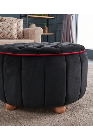 Favora Jasmin Puf - Siyah Siyah