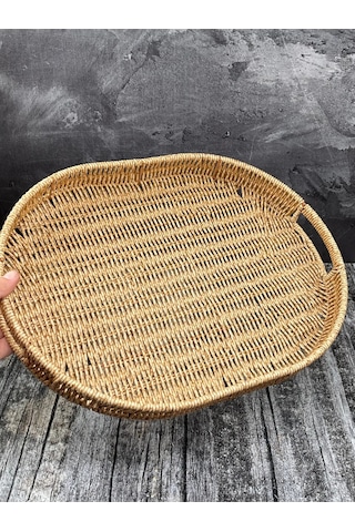 Büyük Boy Oval Hasır Tepsi Servis Sunum Tepsisi Organizer Düzenle