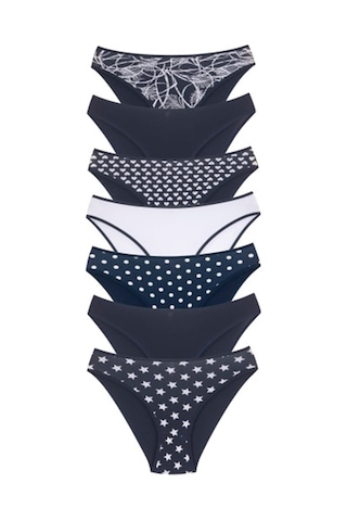 New Lilla 18001-2 Kadın 7'Li Star In Love Bikini Külot Paketi Lacivert