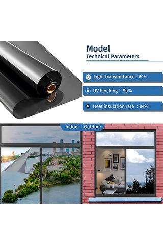 Padalink Gece Siyahı Tek Yönlü Gizlilik Filmi - 0.9m Genişlikli, Uv Engelleme Ve Isı Yalıtımı Sağlar, Kolay Kurulum