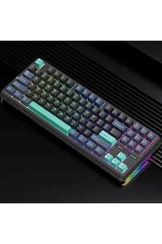 Aula F87 Mekanik Rgb Tkl Graywood V4 Switch Kablosuz Makrolu Klavye