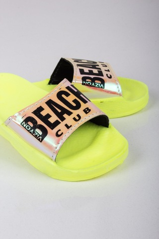 Kız Çocuk Beach Yazılı Terlik-5807-sarı Sarı