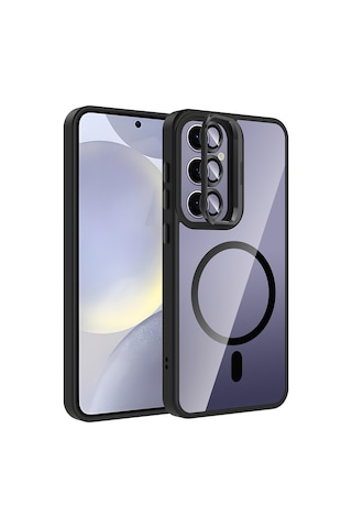 Galaxy Uyumlu S25 Plus Kılıf Standlı + Kamera Lens Koruma Setli M-safe Şarj Özellikli Mkst Desert Titanyum Desert Titanyum
