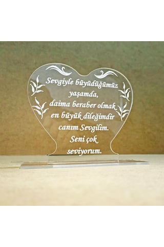 Sevgililer İçin Pleksi Tebrik Kartı Lazer Kazıma Güzel Sözler (Kişiye Özel)